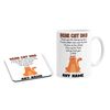 Dear Cat Dad Funny Personalised Custom Name Mug and Coaster Set Tea Coffe Cup Customised