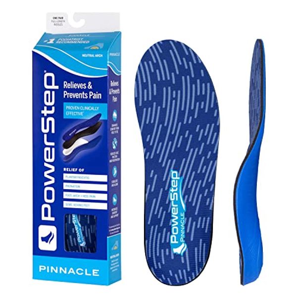 Powerstep Pinnacle Insoles - Shoe Inserts for Arch Support, Plantar Fasciitis, Pronation, Heel & Feet Pain Relief - Podiatrist-Recommended Orthotic Insoles for Women & Men (M 9-9.5, W 11-11.5)