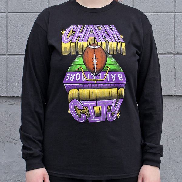 Charm City End Zone (Black) / Long Sleeve Shirt - X-Large / Black