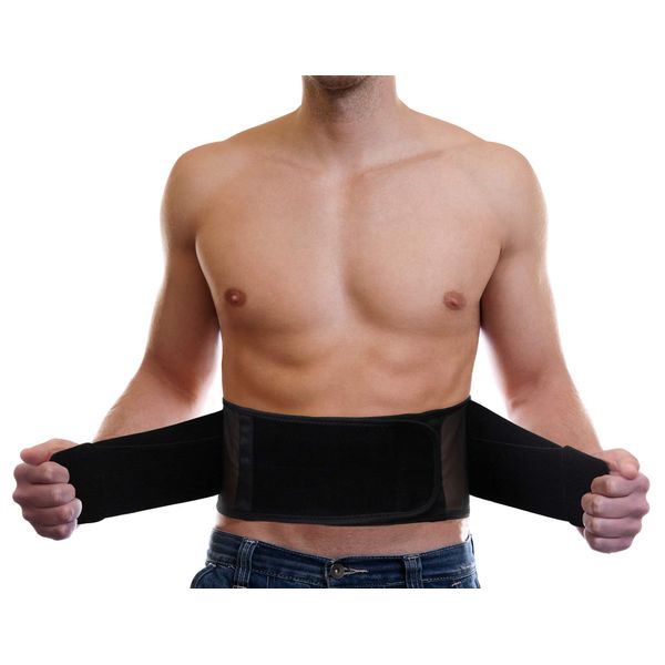 AllyFlex Sports® Lightweight Back Brace Under Clothes Breathable Honeycomb Mesh & Dual Lumbar Pads for Lower Back Pain Relief, Adjustable Straps for Optimal Lower Back Support - XL/XXL