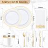 175PCS Gold Disposable Dinnerware Set (25 Guests), Plastic Plates for Party, Wed