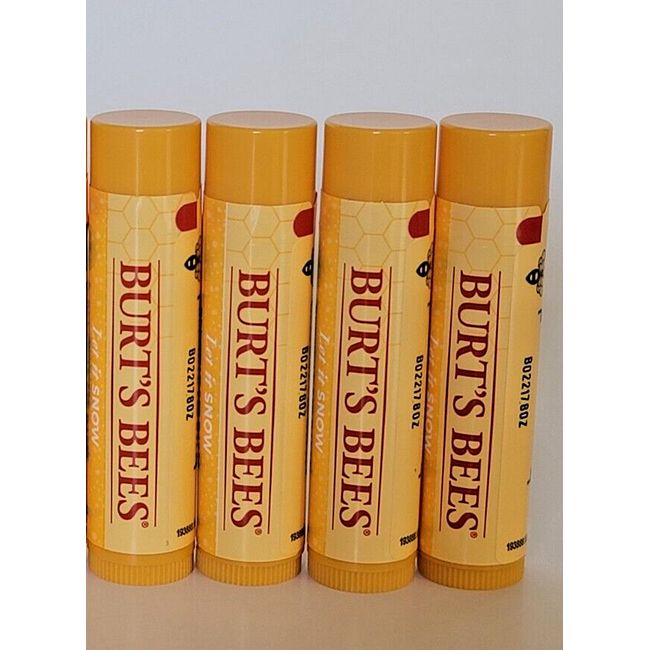 4 Burt's Bees Moisturizing Lip Balm 100% Natural Vitamin E & Peppermint New