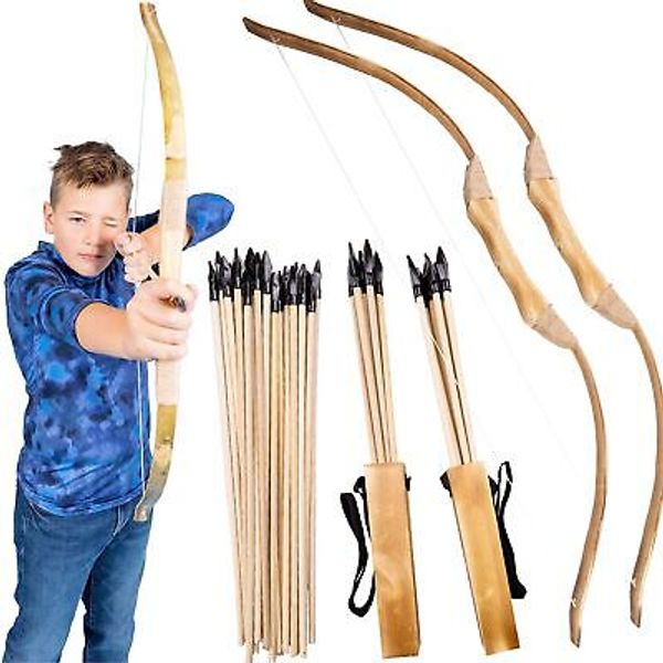 Wooden Bow & Arrow Set for Kids, Archery Set for Boys Girls Youth, Kids Bow &...