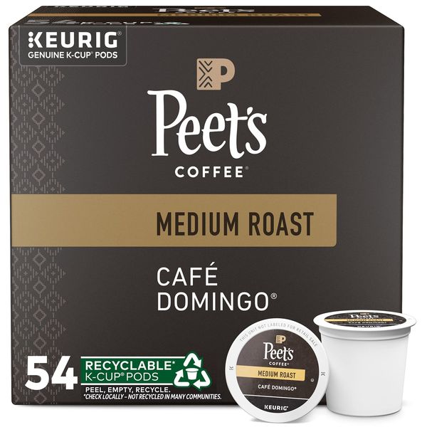 , Medium Roast Keurig K-Cup Pods - Café Domingo 54 Count (1 Box of 54 K-Cup P...