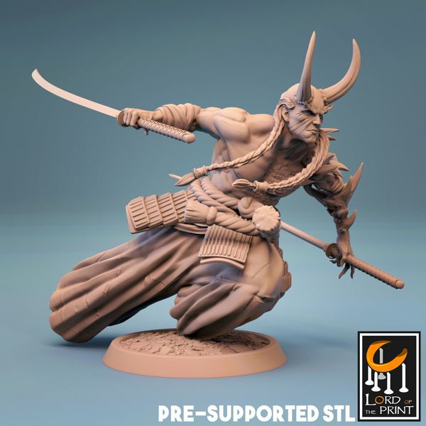 Samurai Demon Fighter Miniature D&D DnD Pathfinder RPG