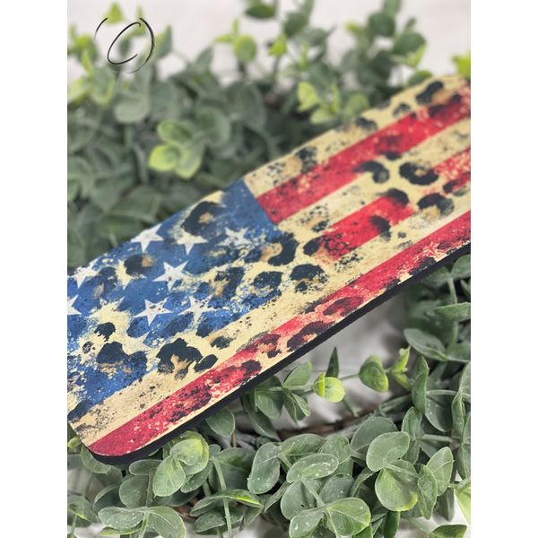 Leopard American Flag Slap Wrap Can Cooler