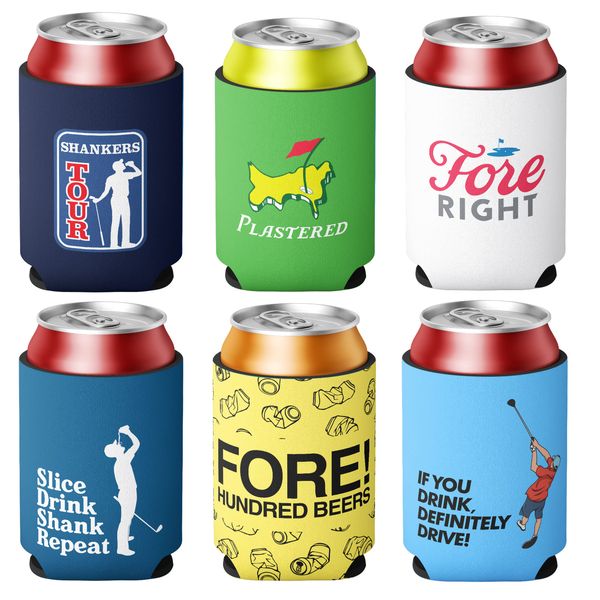 Shanker Golf Beer Can Cooler Set - Funny Can Coolers for Golf - Pack of 6 Neoprene Can Coolers - Fits Cans and Bottles - Great Funny Golf Tournament Gift for Golfers