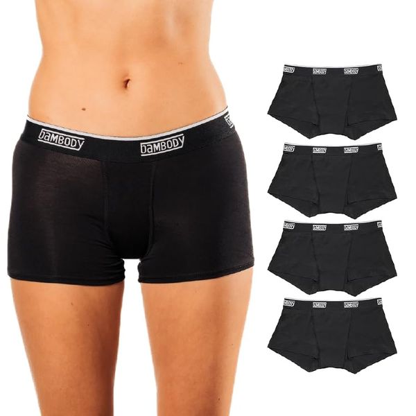 Bambody Absorbent Boy Short, 5th Gen - Medium, 4 Pack, Black