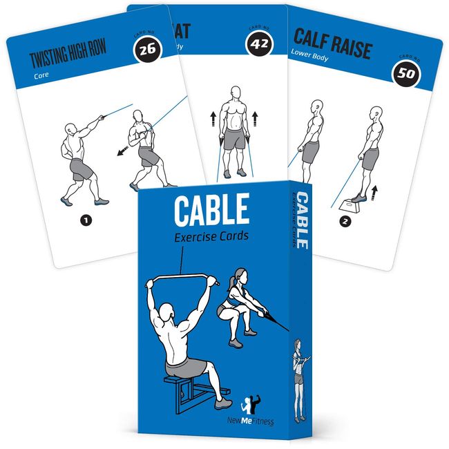 NewMe Fitness Cable Workout Cards, Instructional Fitness Deck for Women & Men, Beginner Fitness Guide to Training Exercises at Home or Gym