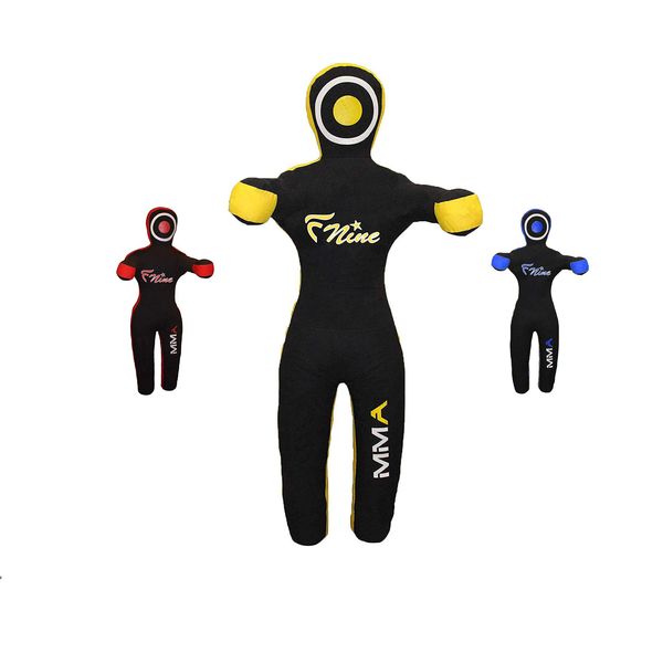 FNine MMA Grappling Dummy, für Judo, Wrestling, brasilianisches Jiu Jitsu, Untersuchung und Wurf, ungefüllt, Schwarz/Gelb, 177,8 cm