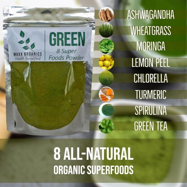 MAXX Organics 8 SUPERFOOD POWDER 90 DAY SUPPLY Compare Organifi Green Juice Mix