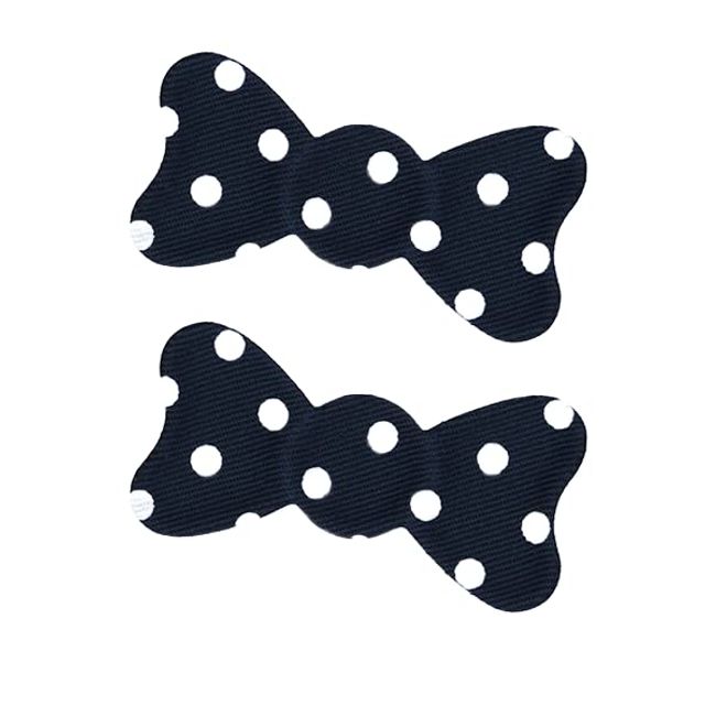 Kamipita Velcro Cute Hair Clip, Hairpins, Hair Elastic, Short Hair, Short, Stylish, Non-Retaining, Checked, Striped, Dots, Cute (Mini Ribbon Dot, Navy, 2 Pack)