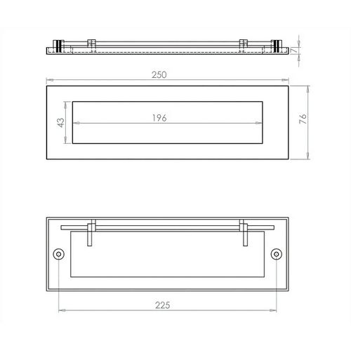 250x76mm Traditional Letter Box Plate for External Front Door (Polished Brass)