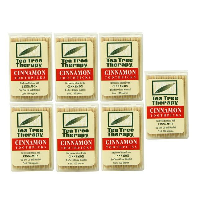 Tea Tree Therapy Cinnamon Toothpicks 1 x 100 count ( Set of 7)