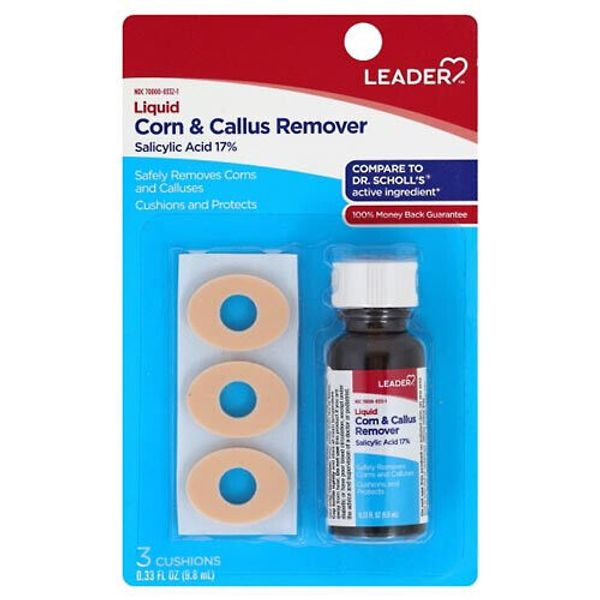 2PK Leader Liquid Corn & Callus Remover 0.33 Fl Oz w/ 3 Cushions 096295133028VL