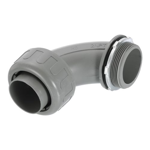 uxcell Nonmetallic Liquid Tight Connector, 2" NPT Plastic Flexible 90 Degree Conduit Fitting for Conduit, Pipe Tube Connection and Leakproof, Gray