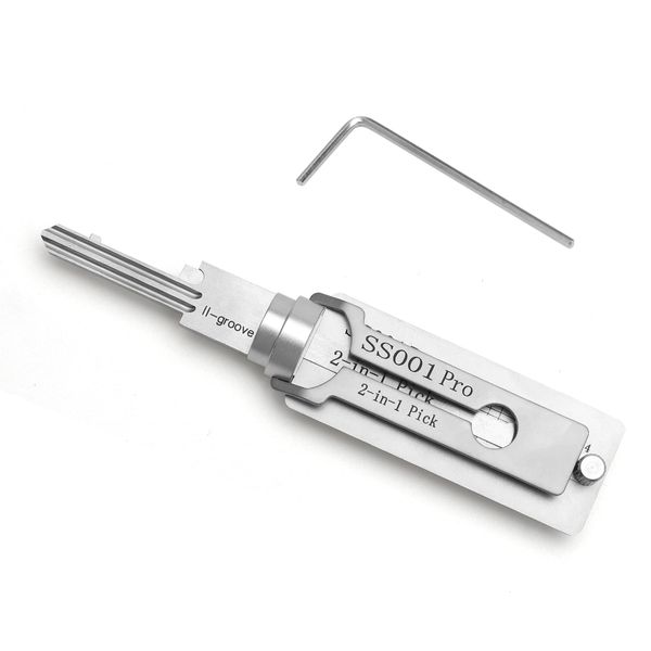 Lock Pick Key Decoder Lock Picking and Key Reader, 2-in-1 Pick, Car Key Reader,Lock Pick Decoder for Auto, Auto Lock Pick, Professional Locksmith Tools, Auto Lock Pick, Stainless Steel