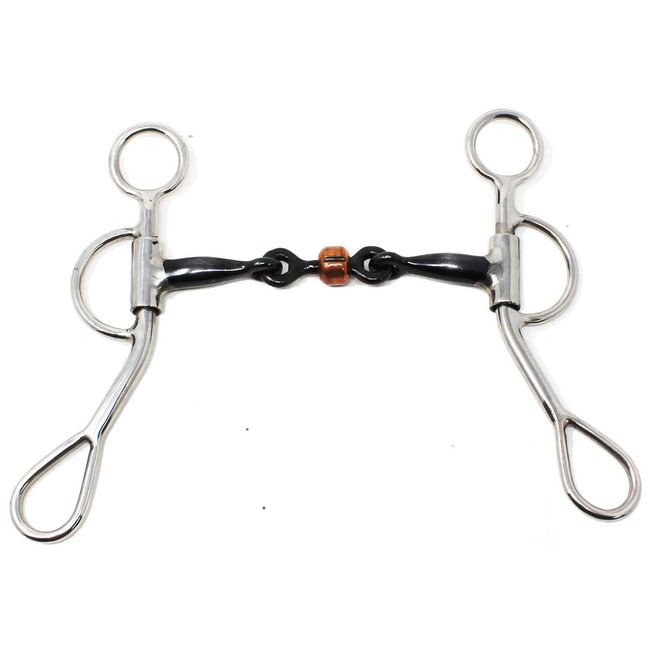 Professional Equine Horse Western Sweet Iron 6" Mouth Dog Bone Snaffle w/Copper Roller 35313E