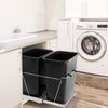 Double 35-Quart Pull Out Trash Can Under Cabinets Sliding Waste Bin Container 