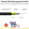 FLYPROFiber 20m Gepanzerte Glasfaserkabel LC/APC auf LC/APC, LWL Patchkabel Simplex Singlemode 9/125μm OS2 Patchkabel, Schwarz
