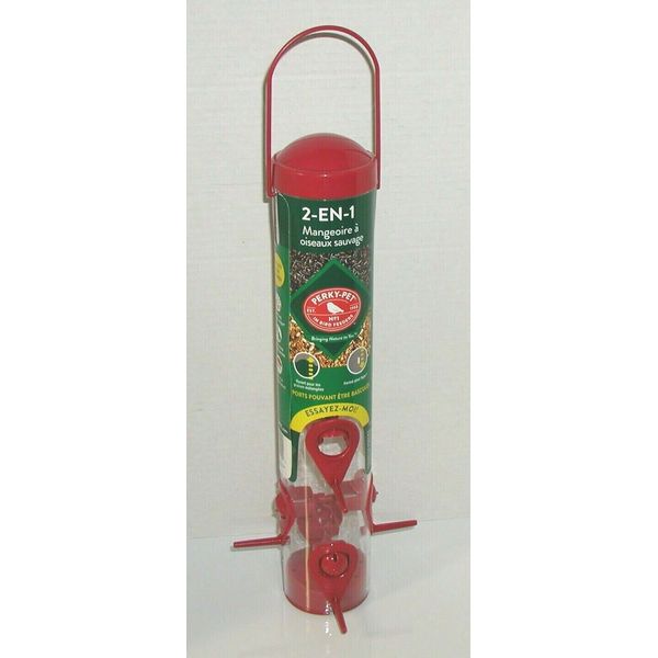 NEW RED PERKY-PET 2-EN-1 3264 WITH FLIPPABLE PORTS WILD BIRD SEED FEEDER