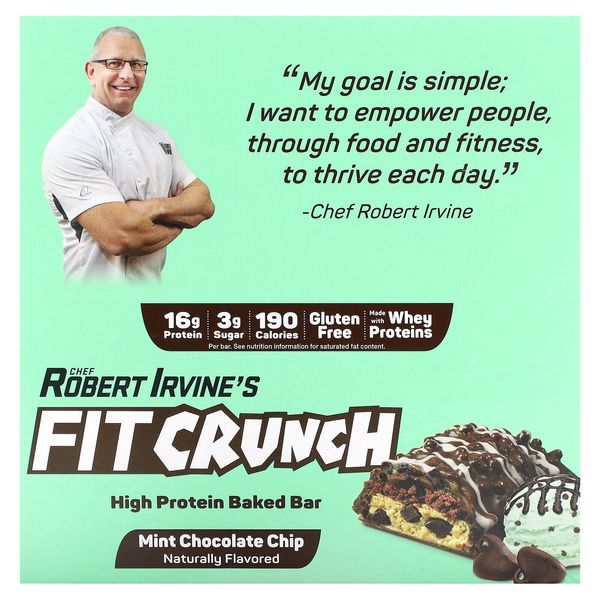 High Protein Baked Bar, Mint Chocolate Chip, 9 Bars, 1.62 oz (46 g) Each