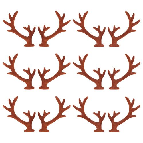 GORGECRAFT 18 Pairs Mini Antlers Embellishments Brown Christmas Deer Flocking Deer Antlers Hair Clips Accessories Reindeer Elk Branch Animals Horn Snowman Hand for Headband Snowman Wedding Party