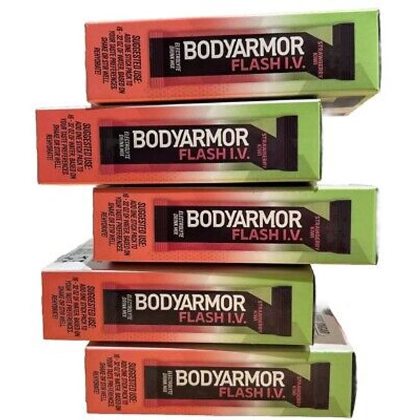 (5) BODYARMOR Flash IV Electrolyte Drink Mix Strawberry Kiwi Zero Sugar 6 Sticks