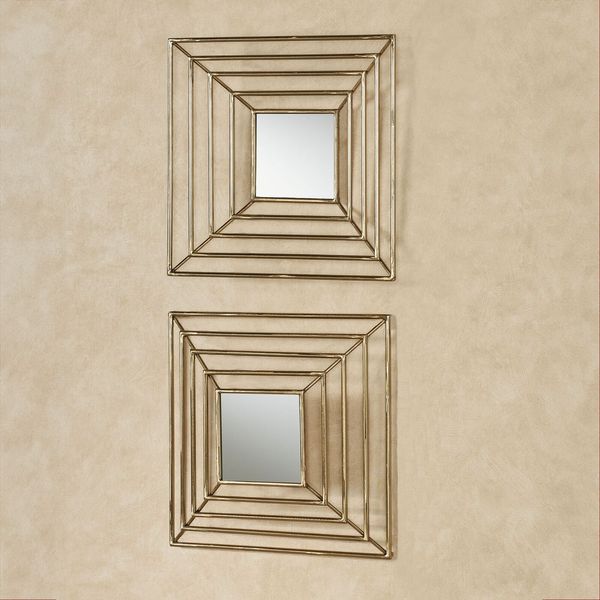 Modern Dacian Metal Openwork Mirrored Wall Art Set Gold 15"sq.x3.5"D Set of 2