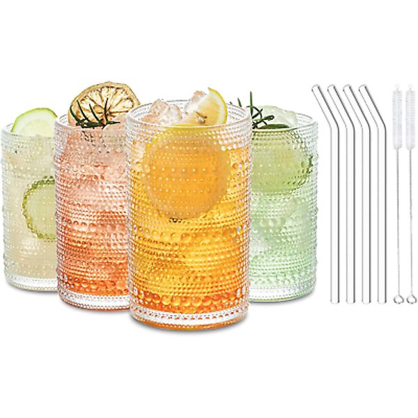 13 Oz Cocktail Glasses Hobnail Drinking Glasses Unique Vintage Bubble Cocktails