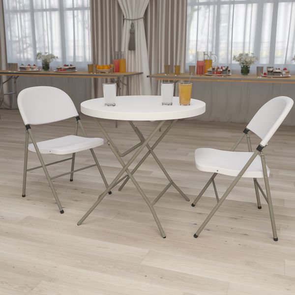 Flash Furniture 2.63-Foot round Granite White Plastic Folding Table