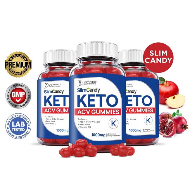 Slim Candy Keto ACV Gummies 1000MG Apple Cider Vinegar 180 Gummys