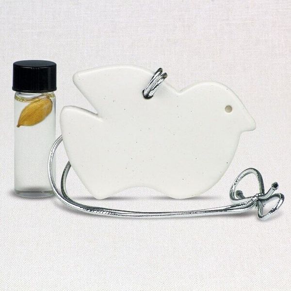White Clay Dove Hanging Oil Diffuser with Peace Oil