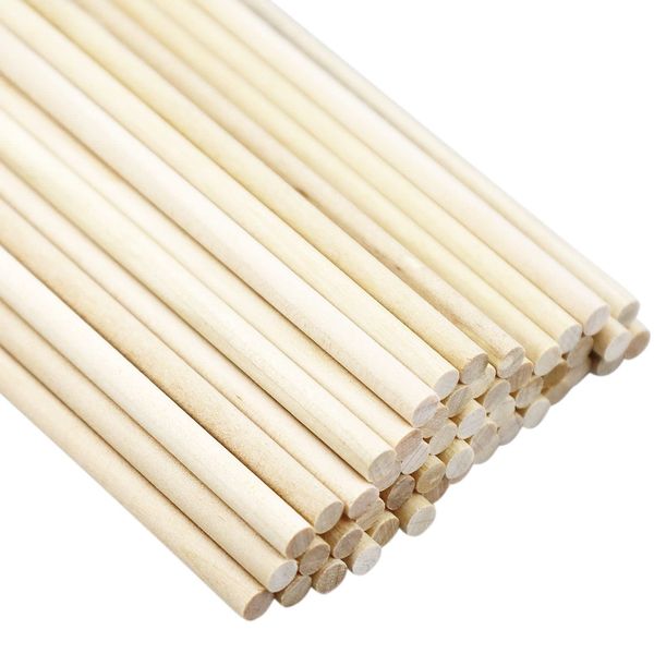 SZCXDKJ 50 Pack Unfinished Natural Wood Dowel Rods Hardwood Sticks for Crafts and DIY (250mm x 5mm)