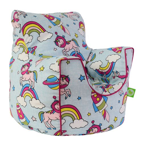 Cotton Space Unicorn Pastel Rainbow Bean Bag Arm Chair with Beans Toddler Size By Bean Lazy