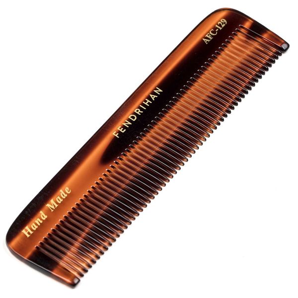 Fendrihan Hand Finished Fine Tooth Pocket Comb for Men, Faux Tortoise (5 Inches)