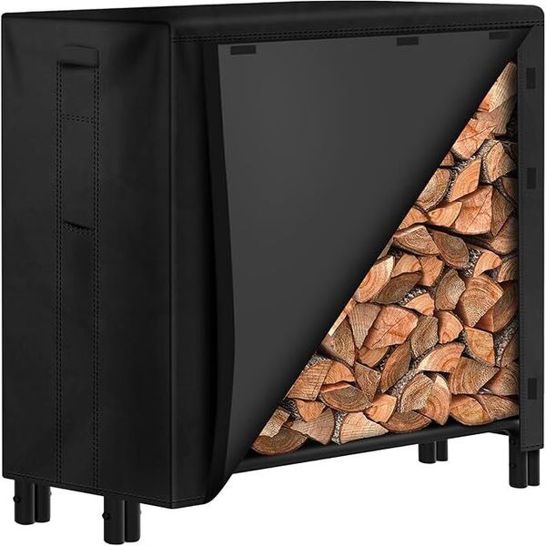 4ft Firewood Rack With Cover Combo Set Waterproof Outdoor Log Holder Fireplace H