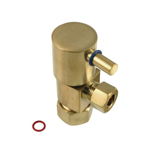 Kingston Brass CD53307DL Concord 5/8" x 3/8" O.D Anti-Seize Deluxe Quarter Turn Ceramic Hardisc Cartridge Angle Stop, Brushed Brass