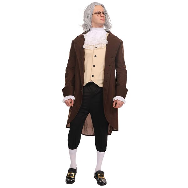 Maxim Party Supplies Adult Benjamin Franklin Deluxe Colonial Costume For Men 5 Piece Outfit (X-Large)