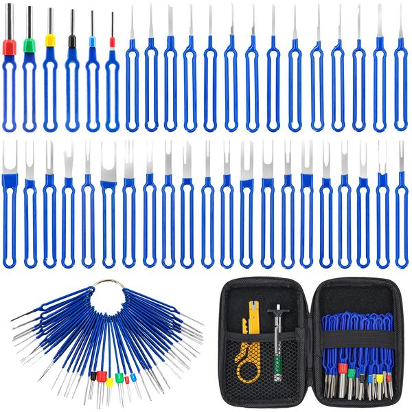 POVTIMS 43pcs Terminal Pin Removal Tool Kit Pin Extractor Tools Mechanic Pick Wire Terminal Release Tool Wire Strippers Tire Tread Depth Gauge for Automotive Car Household Devices