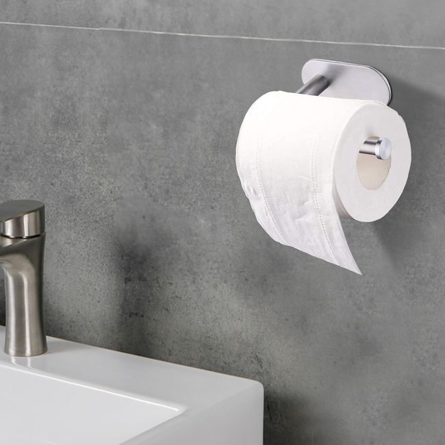 Self Adhesive Bathroom Black Toilet Paper Holder with Phone Shelf