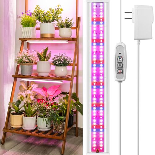 FOXGARDEN® Grow Light Strip, Red Blue White Full Spectrum Plant Light for Indoor Plants, 96 LED Bright Grow Lamp with Auto On/Off Timer 4/8/12H, 4 Dimmable Brightness