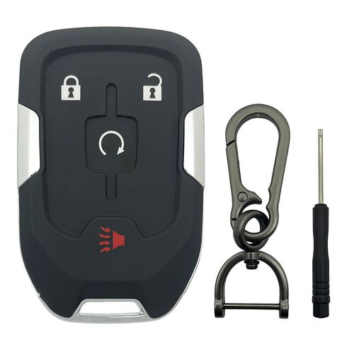 4 Button Replacement Key Fob Shell fit for Chevy Silverado 2022 2021 2020 2019 and GMC Sierra 1500 2500HD 3500HD Keyless Entry Remote Control Key Fob Cover