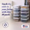 Homz 6 Qt Multipurpose Plastic Storage Containers with Latching Lid, (10 Pack)