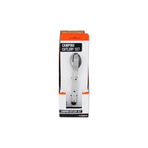 Milestone Camping 65660 4-in-1 Camping Utensils Set / Contains Fork, Knife, Spoon / Built-In Bottle Opener Included / Stainless Steel Material / Storage Lock System