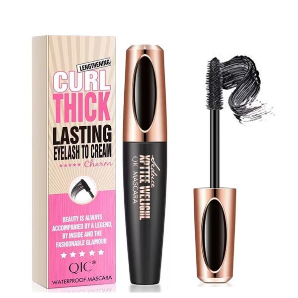 4D Silk Fiber Lash Mascara, Waterproof, Longer & Thicker Lashes，No Clumping, No Smudging,Voluminous Eyelashes，Natural Smudge-Proof, Adds Length，Hypoallergenic Formula, Black（1pcs)