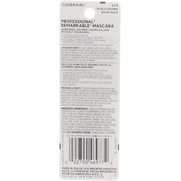 CoverGirl Professional Remarkable Washable Mascara, Black Brown [210] 0.30 oz (Pack of 4)
