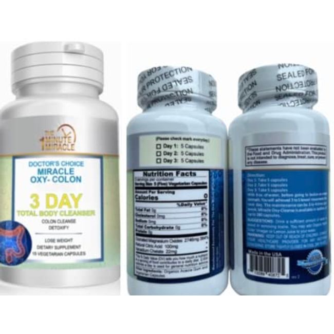 3 Day Total Body Cleanser - Miracle OXY-Colon INTESTINAL Cleanser
