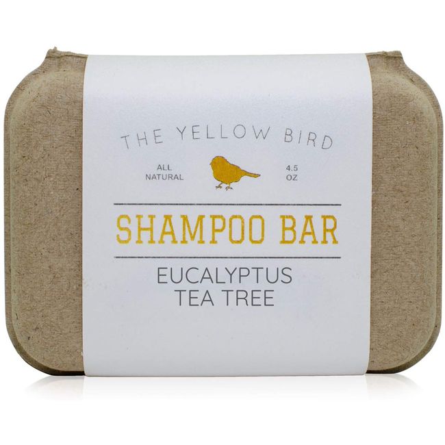 The Yellow Bird Eucalyptus Tea Tree Shampoo Bar. All Natural & Organic Ingredients. Sulfate Free, Detergent Free, Color Safe, and Silicone Free. Vegan, Plastic Free, Zero Waste Shampoo Soap