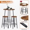 Round Pub Dining Set 3-Piece Small Kitchen Table Set w/Counter Height Bar Stools